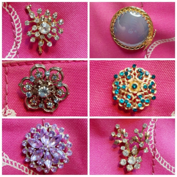 Prada Medium Canapa Tote Hot Pink Canvas Bag + 6 Vintage Brooches - Picture 11 of 11